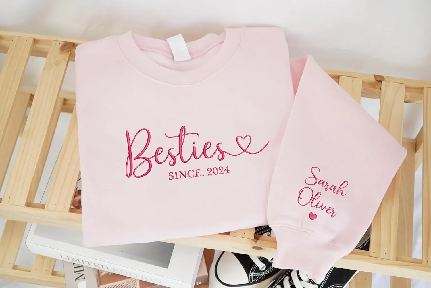 Custom Besties Embroiderd Shirt, Custom Photo Sweatshirt, BFF Sweater,BFF Tee Shirt