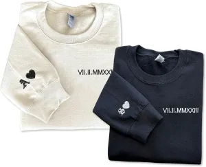 Custom Couple Embroidered Sweatshirt - Matching Hoodies for Couples, Gifts for Couple, Valentines Day, Wedding, Her