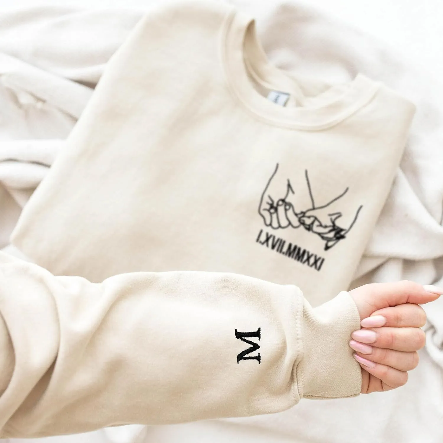 Custom Couple Embroidered Sweatshirt - Matching Hoodies for Couples, Gifts for Couple, Valentines Day, Wedding, Her