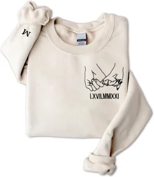 Custom Couple Embroidered Sweatshirt - Matching Hoodies for Couples, Gifts for Couple, Valentines Day, Wedding, Her