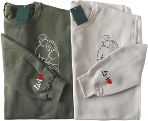 Custom Couple Embroidered Sweatshirt - Matching Hoodies for Couples, Gifts for Couple, Valentines Day, Wedding, Her