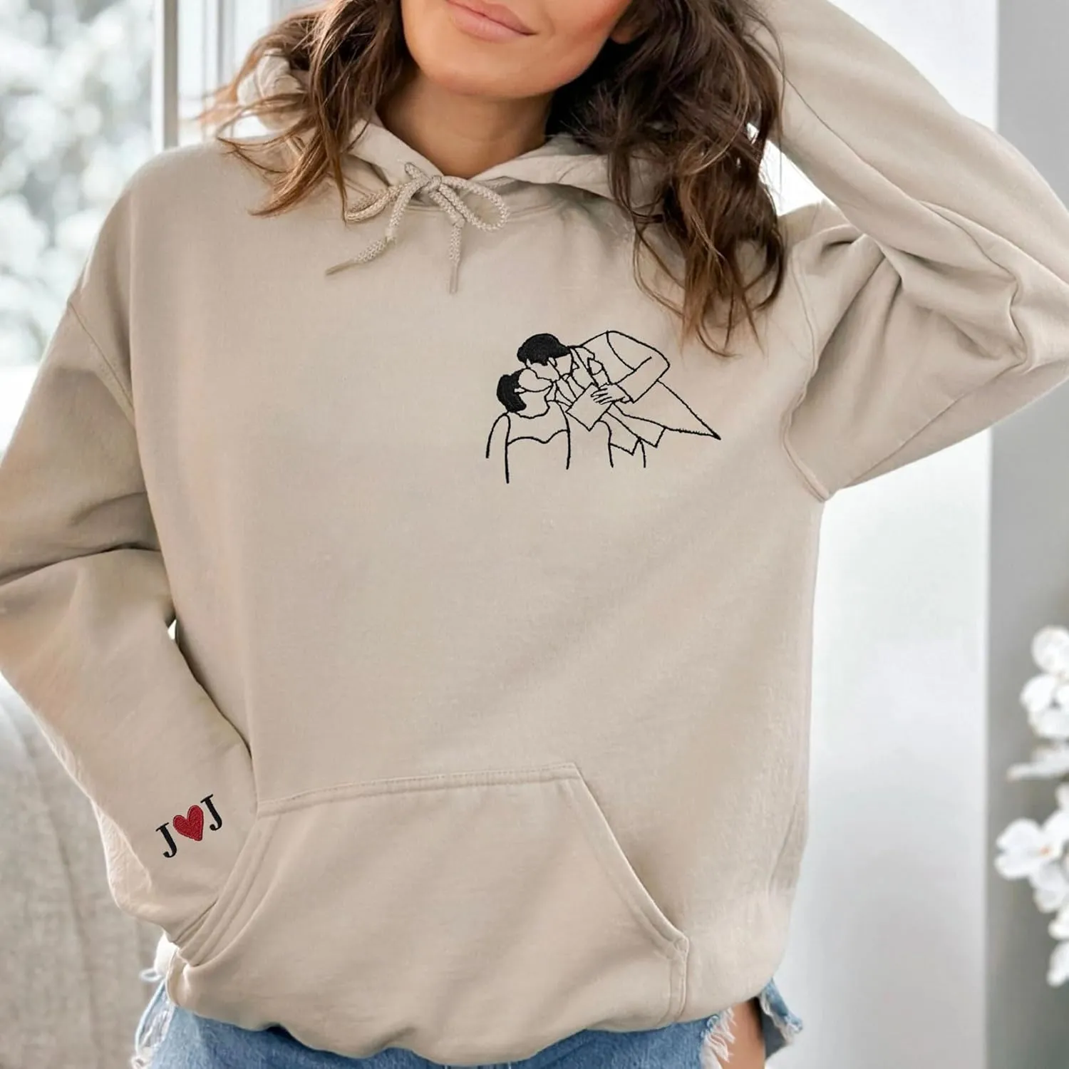 Custom Couple Embroidered Sweatshirt - Matching Hoodies for Couples, Gifts for Couple, Valentines Day, Wedding, Her