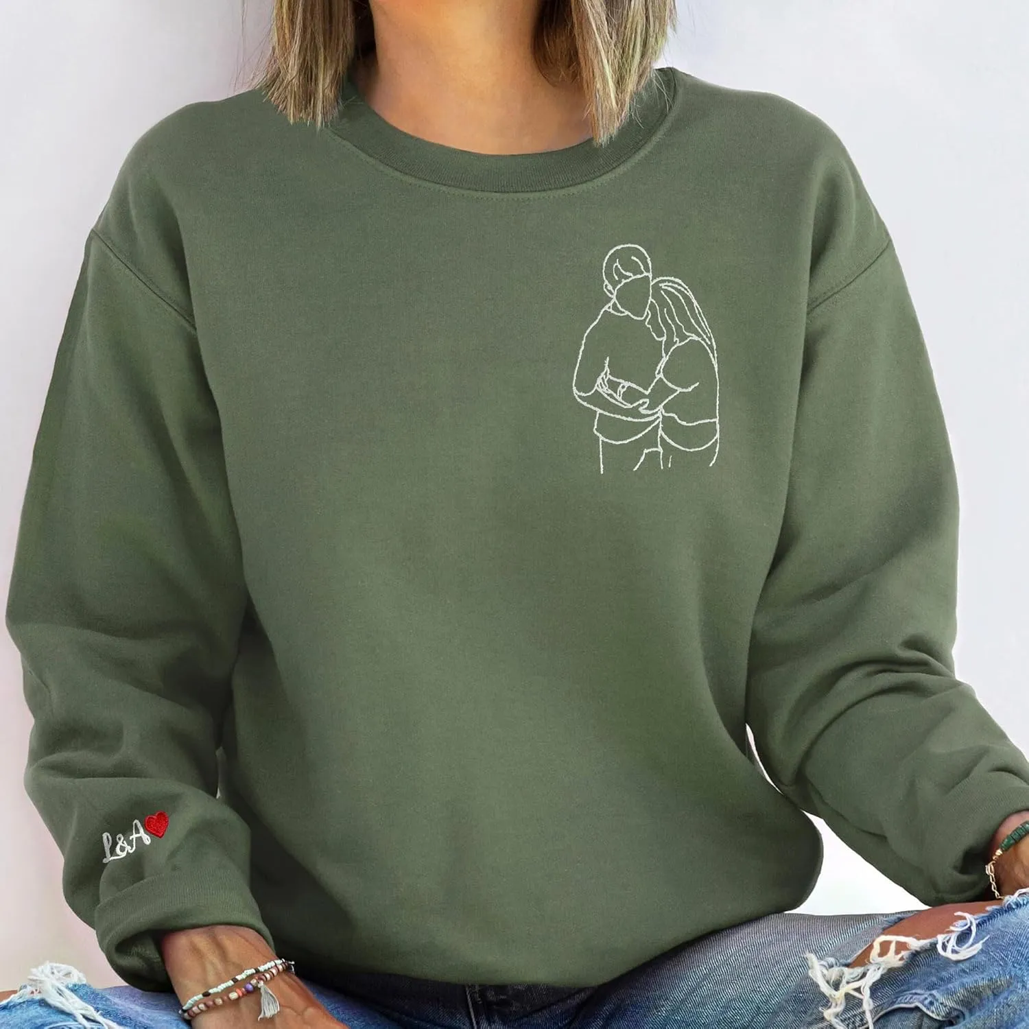 Custom Couple Embroidered Sweatshirt - Matching Hoodies for Couples, Gifts for Couple, Valentines Day, Wedding, Her