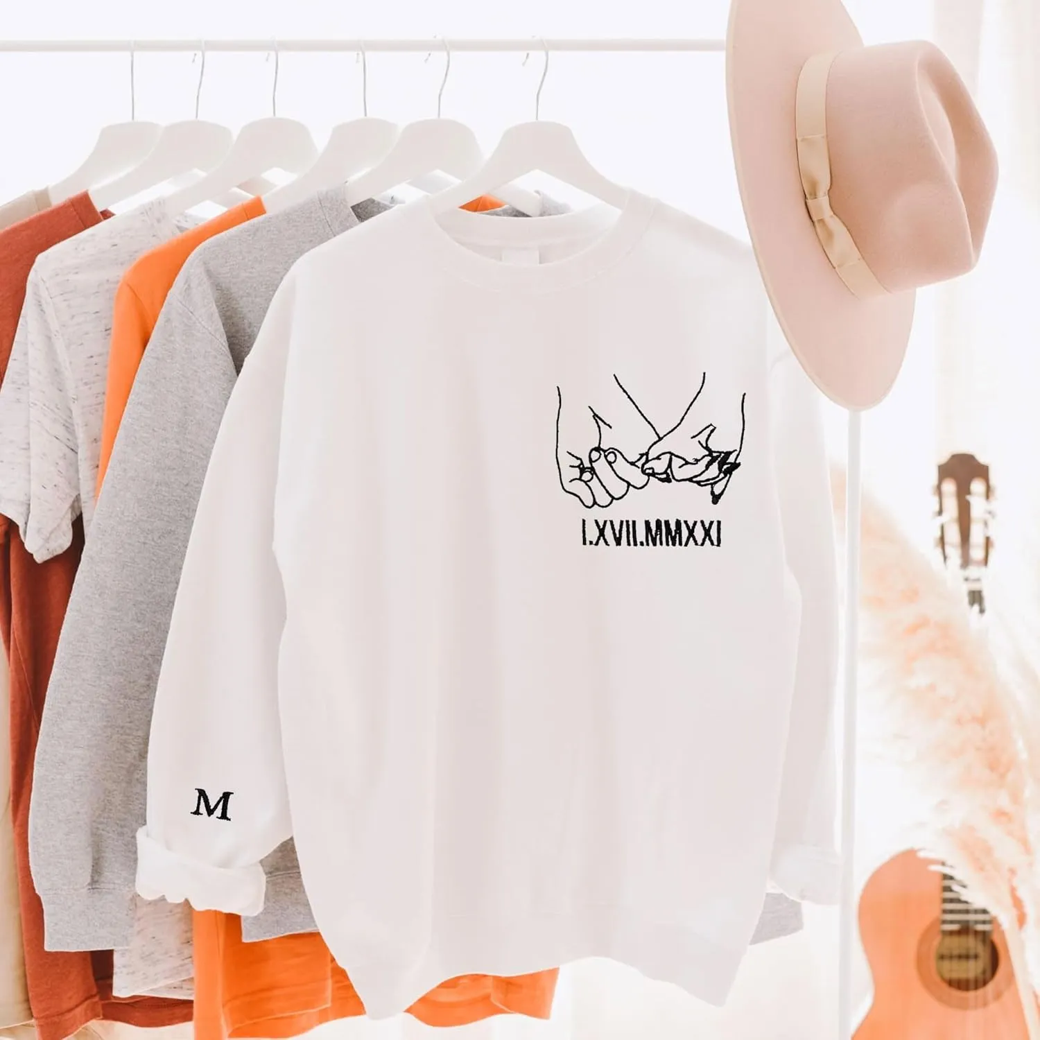 Custom Couple Embroidered Sweatshirt - Matching Hoodies for Couples, Gifts for Couple, Valentines Day, Wedding, Her