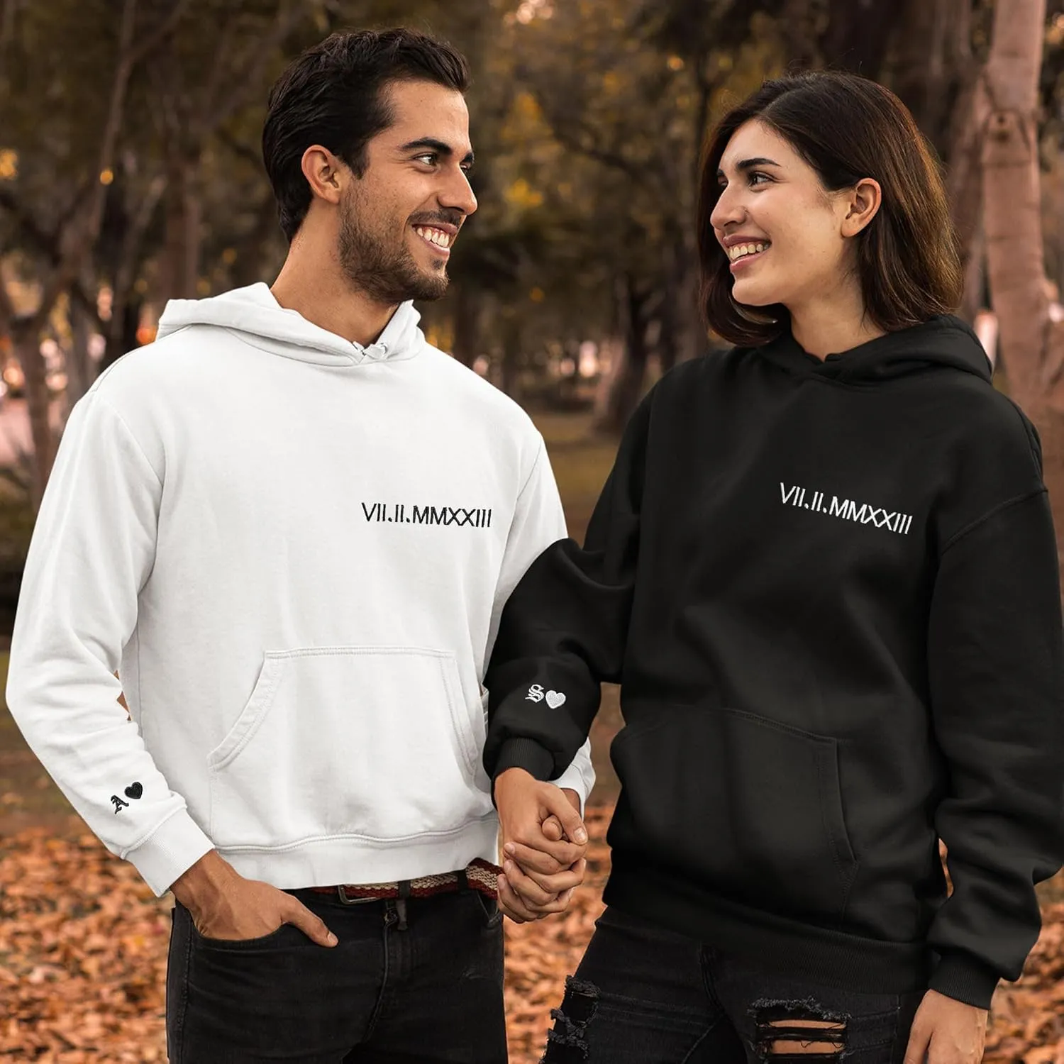 Custom Couple Embroidered Sweatshirt - Matching Hoodies for Couples, Gifts for Couple, Valentines Day, Wedding, Her