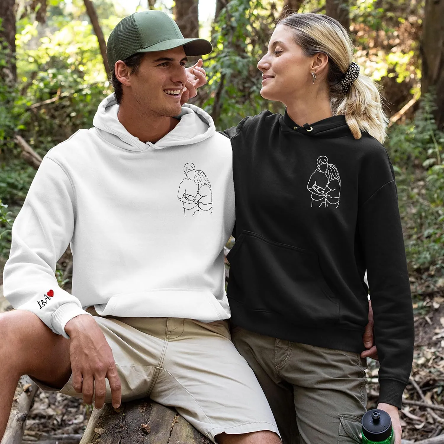 Custom Couple Embroidered Sweatshirt - Matching Hoodies for Couples, Gifts for Couple, Valentines Day, Wedding, Her