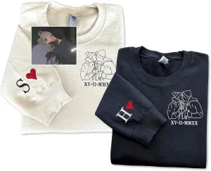 Custom Couple Embroidered Sweatshirt - Matching Hoodies for Couples, Gifts for Couple, Valentines Day, Wedding, Her