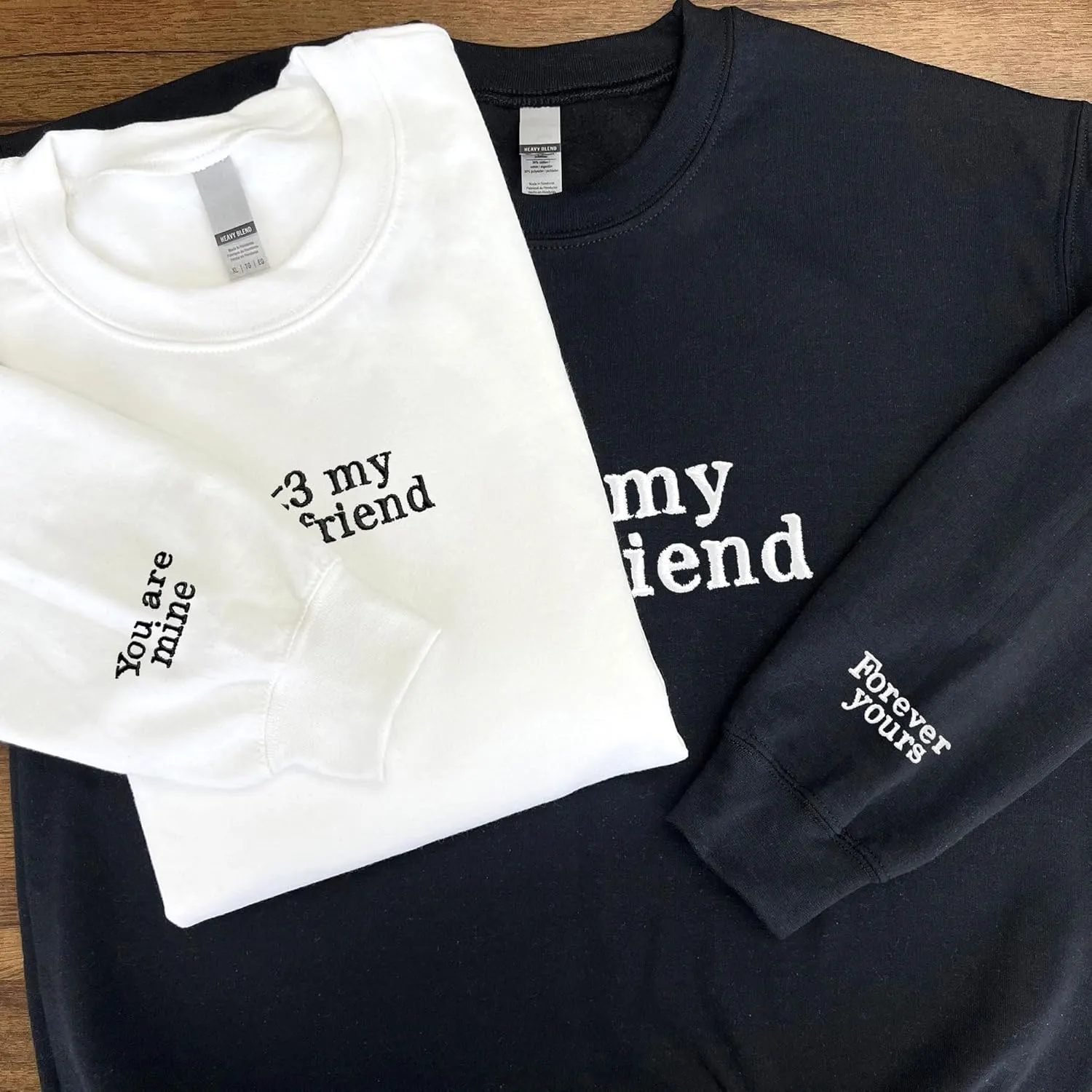 Custom Couple Embroidered Sweatshirt - Matching Hoodies for Couples, Gifts for Couple, Valentines Day, Wedding, Her