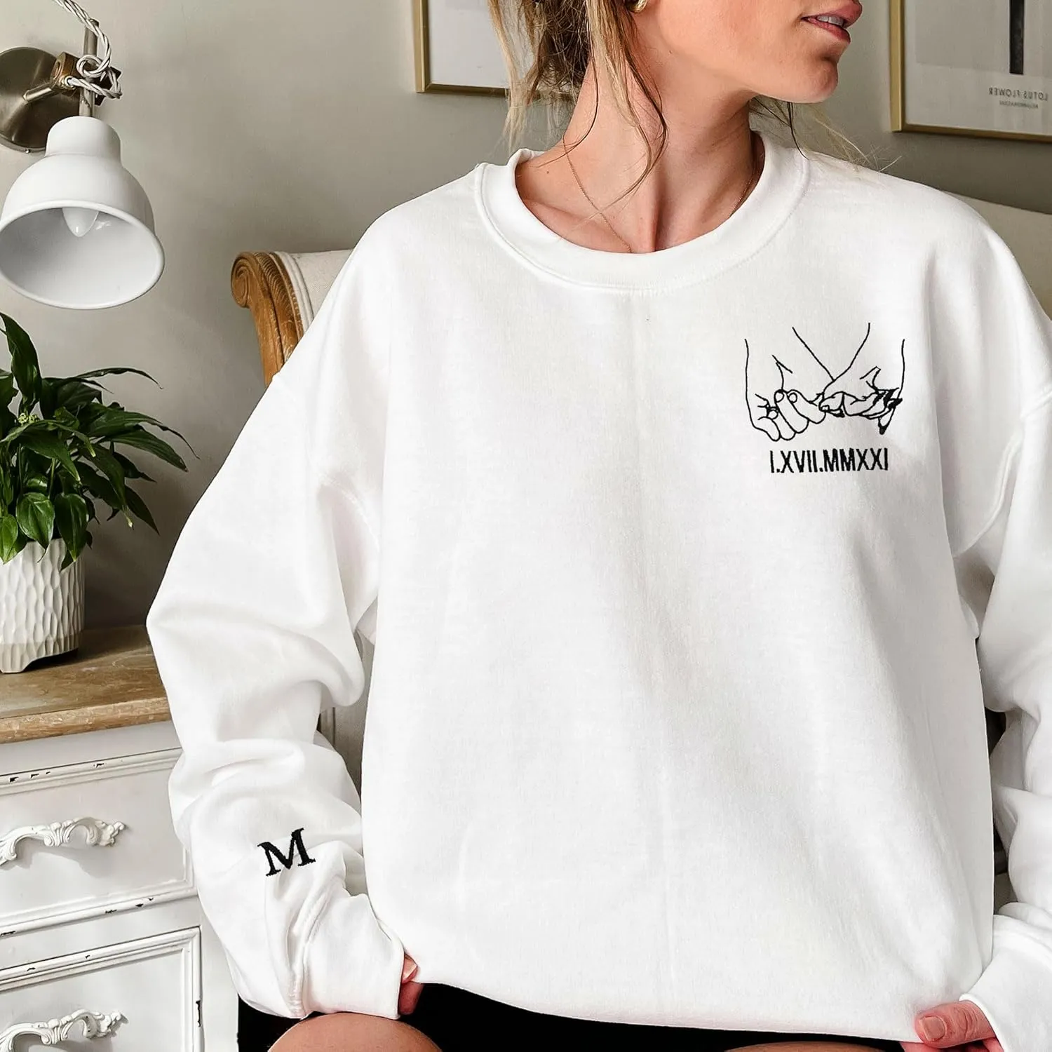 Custom Couple Embroidered Sweatshirt - Matching Hoodies for Couples, Gifts for Couple, Valentines Day, Wedding, Her