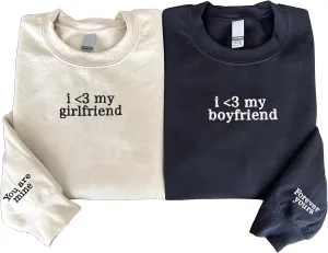 Custom Couple Embroidered Sweatshirt - Matching Hoodies for Couples, Gifts for Couple, Valentines Day, Wedding, Her