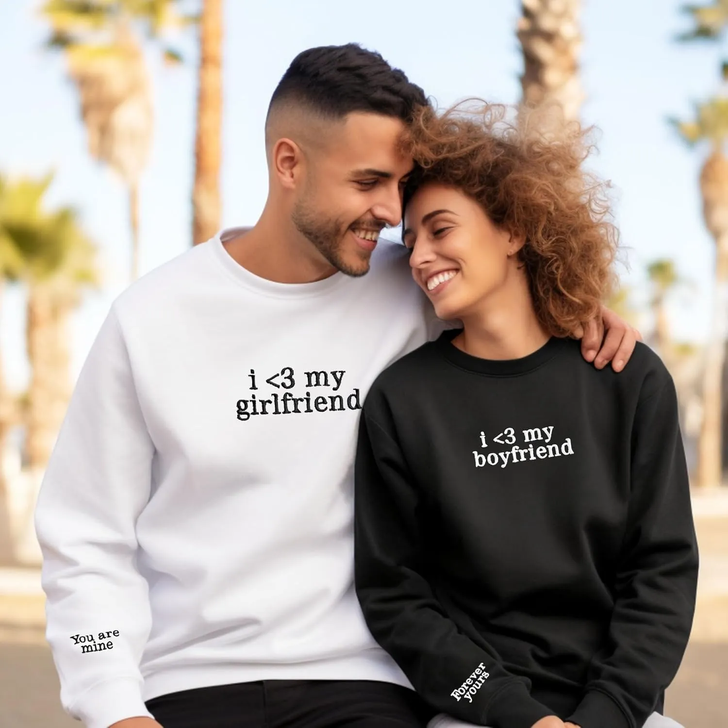 Custom Couple Embroidered Sweatshirt - Matching Hoodies for Couples, Gifts for Couple, Valentines Day, Wedding, Her