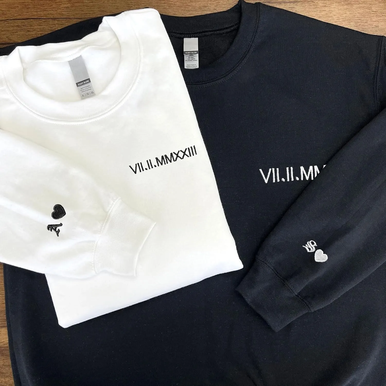 Custom Couple Embroidered Sweatshirt - Matching Hoodies for Couples, Gifts for Couple, Valentines Day, Wedding, Her