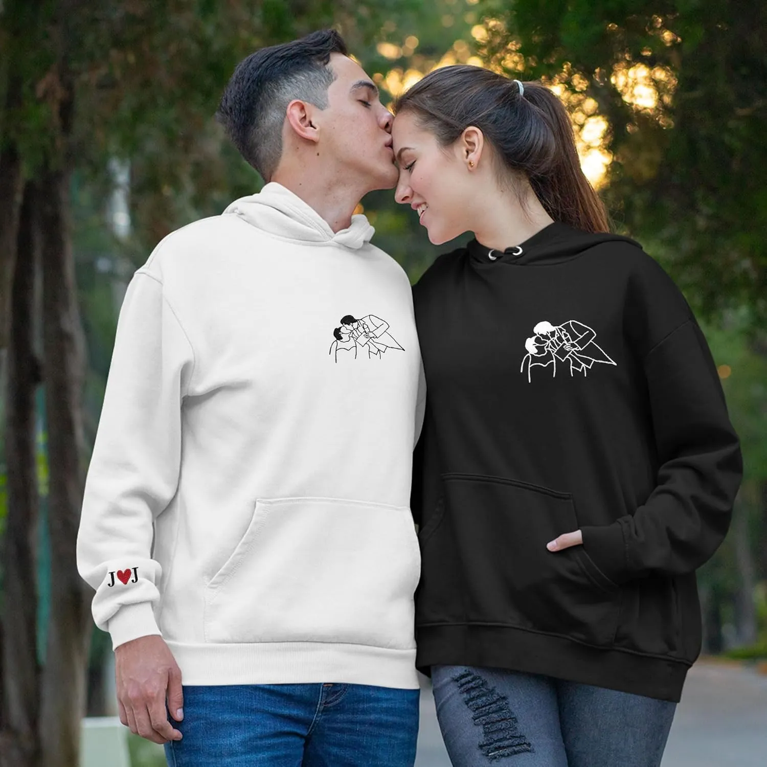 Custom Couple Embroidered Sweatshirt - Matching Hoodies for Couples, Gifts for Couple, Valentines Day, Wedding, Her