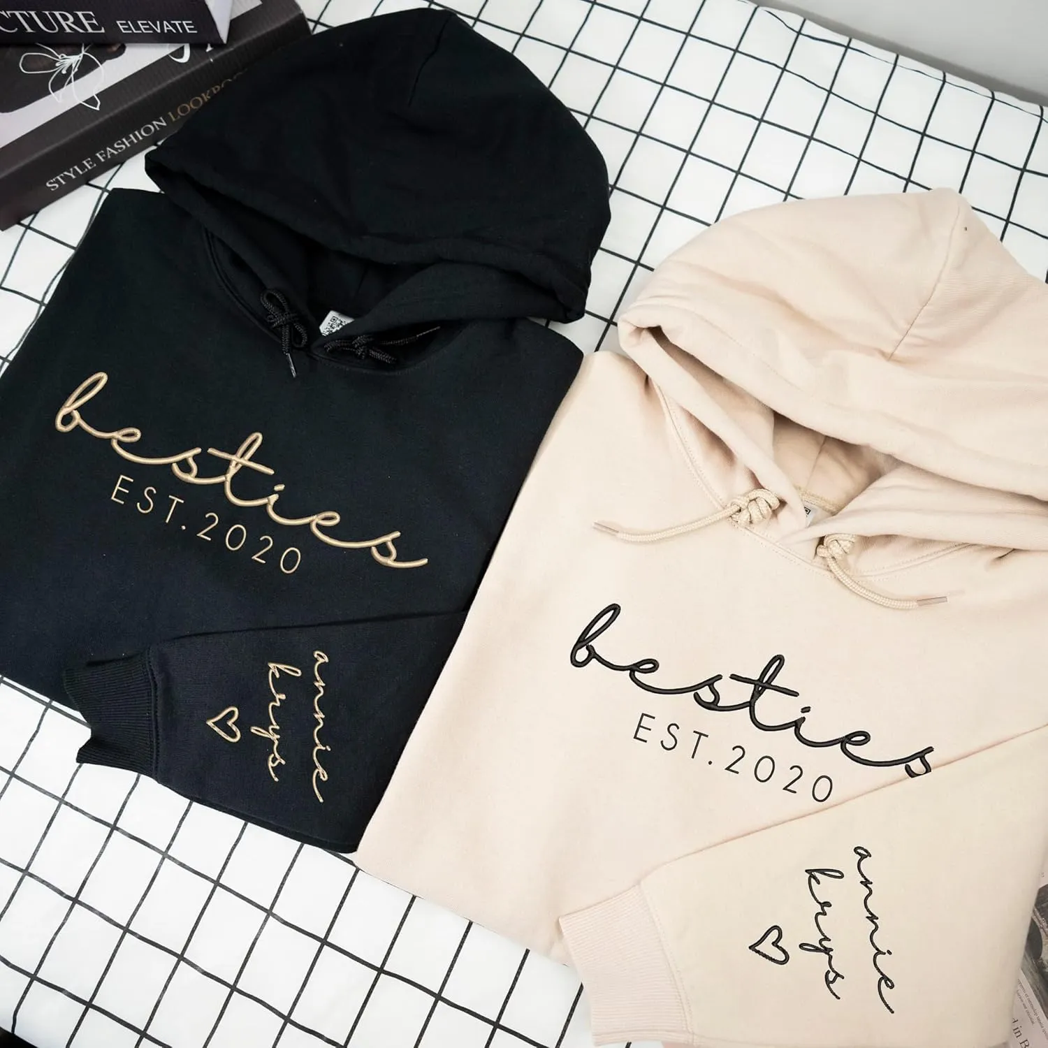 Custom Embroidered Besties Hoodies, Custom, Personalized Besties Sweatshirt, BFF Gifts For Women