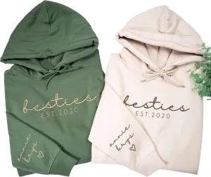 Custom Embroidered Besties Hoodies, Custom, Personalized Besties Sweatshirt, BFF Gifts For Women