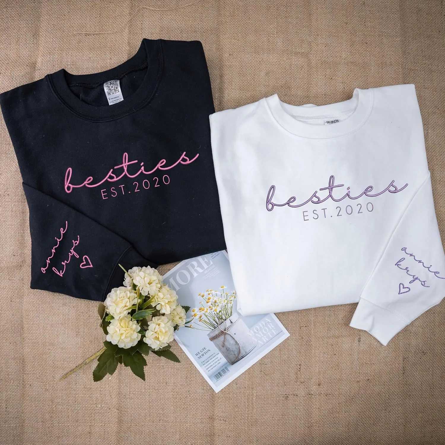 Custom Embroidered Besties Hoodies, Custom, Personalized Besties Sweatshirt, BFF Gifts For Women