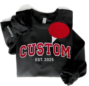 Custom Embroidered Faux Fur Text Sweatshirt Design Your Own Text, Personalized Embroidered Sweater Add Your Own Custom Text, Customized Hoodies For Man Woman with Fur Text Multi