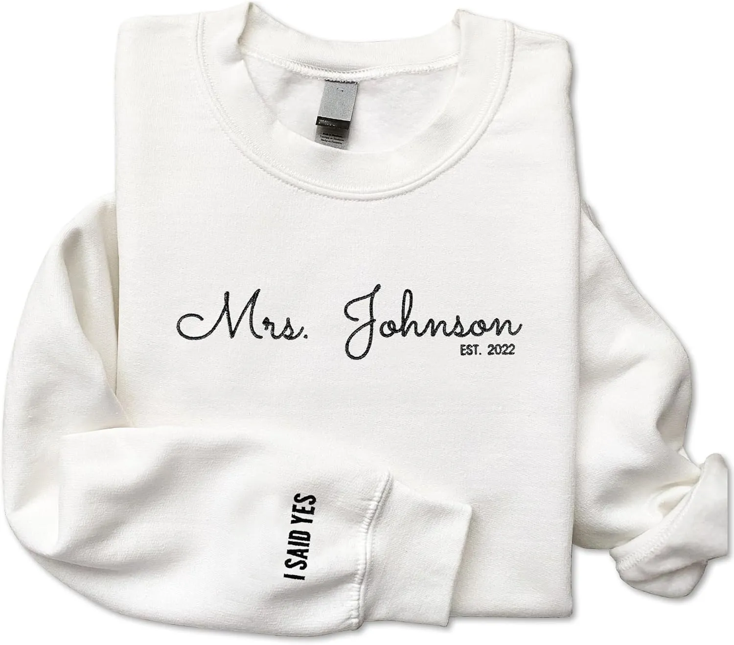 Custom Embroidered Mrs Sweatshirt - Couples Shirts, Wife Shirt, Mrs Hoodies, Gifts for Her, Wife, Bride, Engagement