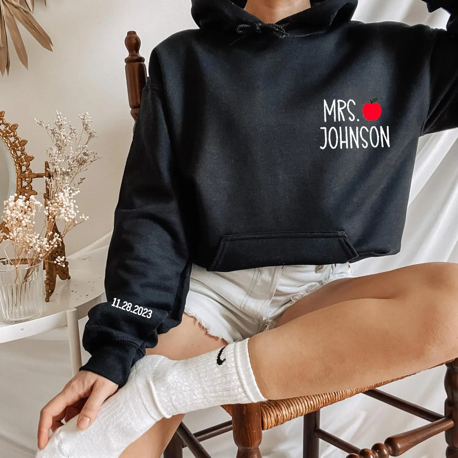 Custom Embroidered Mrs Sweatshirt - Couples Shirts, Wife Shirt, Mrs Hoodies, Gifts for Her, Wife, Bride, Engagement
