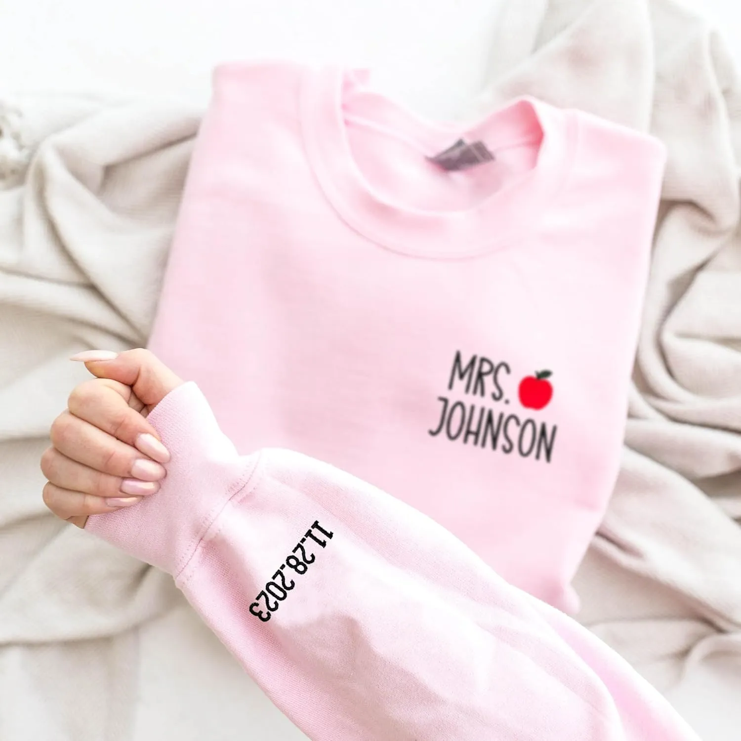 Custom Embroidered Mrs Sweatshirt - Couples Shirts, Wife Shirt, Mrs Hoodies, Gifts for Her, Wife, Bride, Engagement