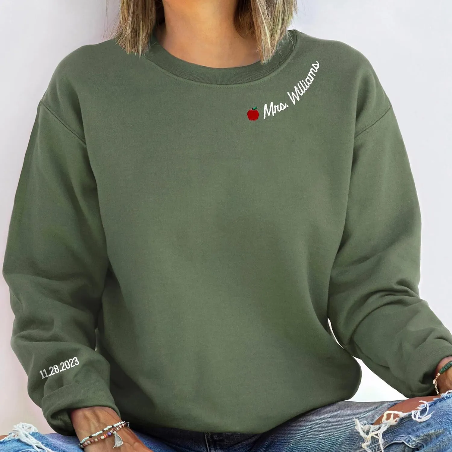 Custom Embroidered Mrs Sweatshirt - Couples Shirts, Wife Shirt, Mrs Hoodies, Gifts for Her, Wife, Bride, Engagement