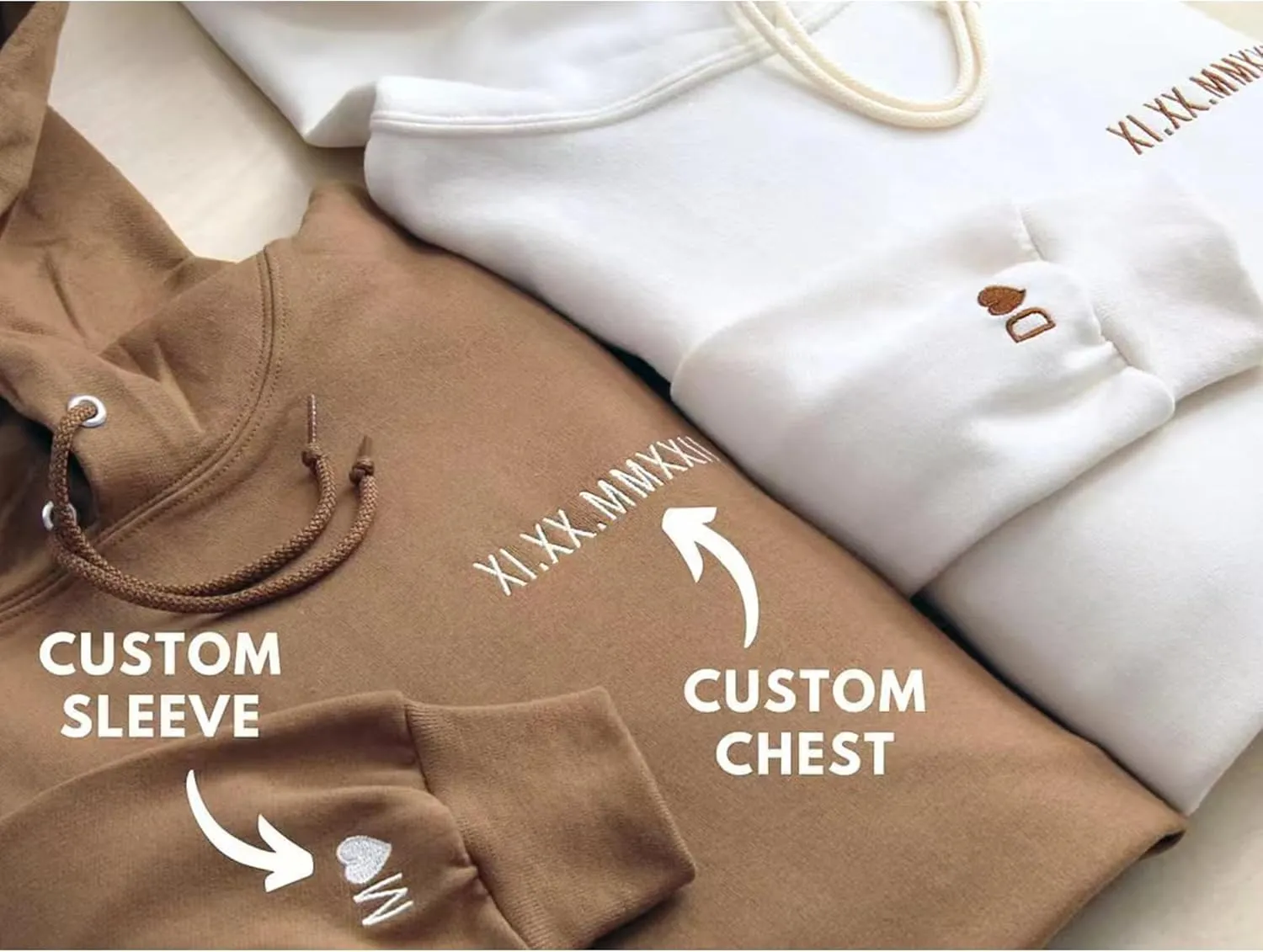 Custom Embroidered Roman Numeral Hoodie,Couples Hoodies Special Day Date Hoodie for Anniversary Valentines Day