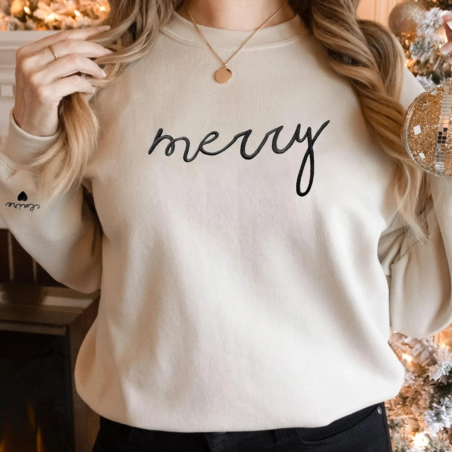 Custom Embroidered Sweatshirt - Christmas Hoodies, Gifts for Women, Men, Family, Holiday