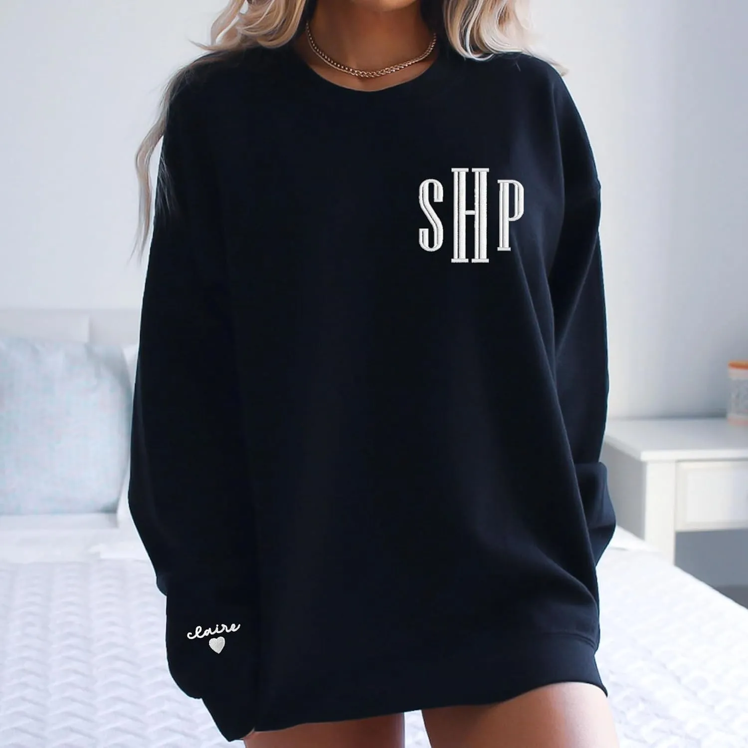 Custom Embroidered Sweatshirt - Matching Couples Hoodies, Gifts for Women, Mother's Day, Father's Day, Chrismas