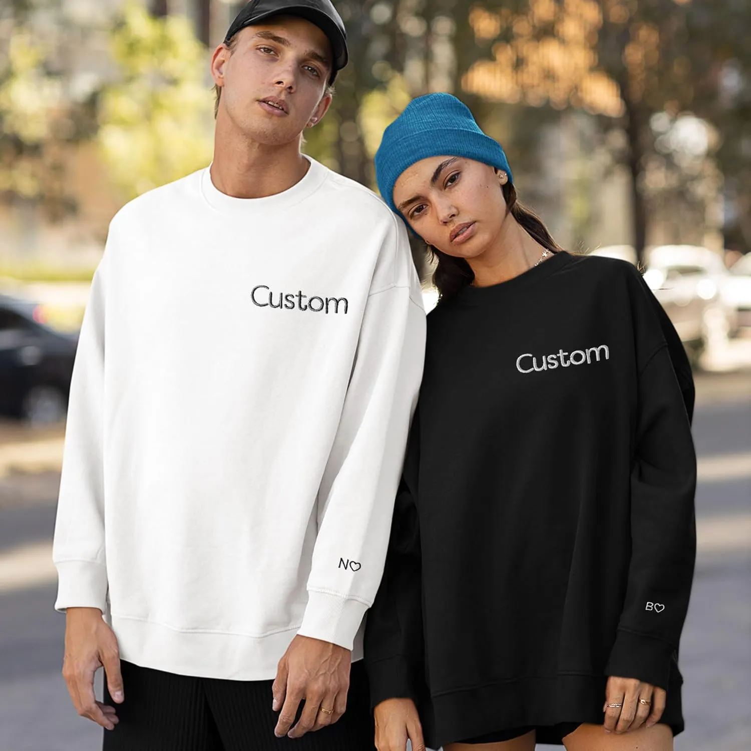 Custom Embroidered Sweatshirt - Matching Couples Hoodies, Gifts for Women, Mother's Day, Father's Day, Chrismas