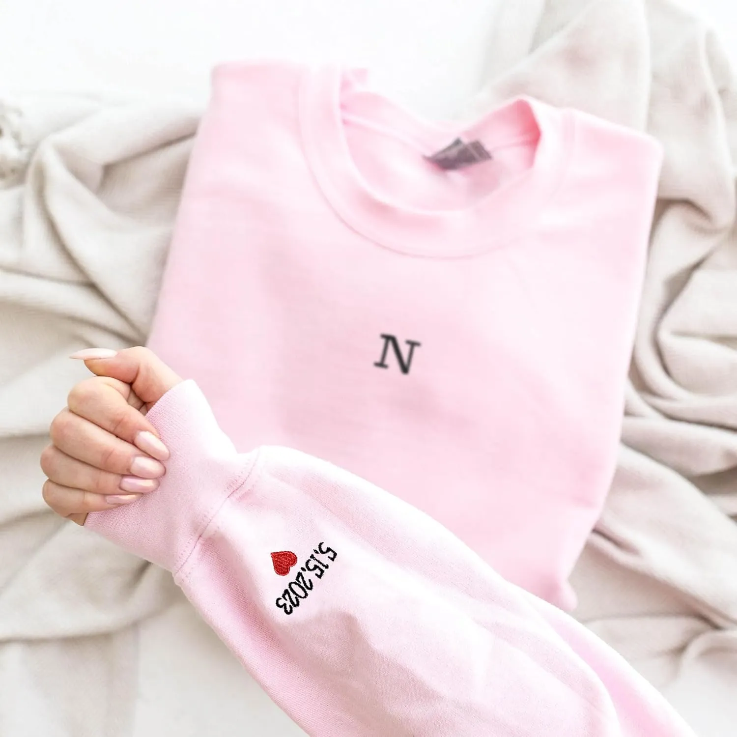 Custom Embroidered Sweatshirt - Matching Couples Hoodies, Gifts for Women, Mother's Day, Father's Day, Chrismas