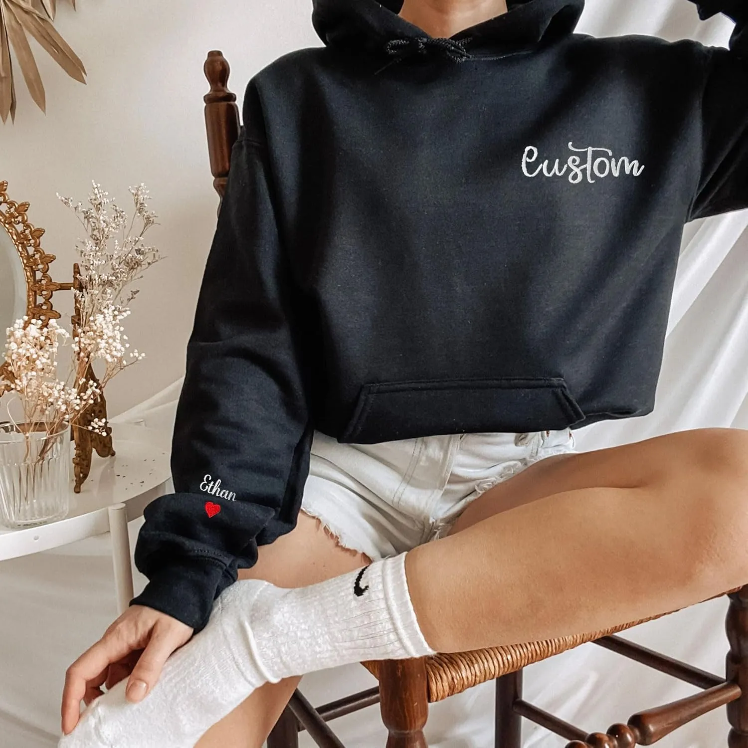Custom Embroidered Sweatshirt - Matching Couples Hoodies, Gifts for Women, Mother's Day, Father's Day, Chrismas