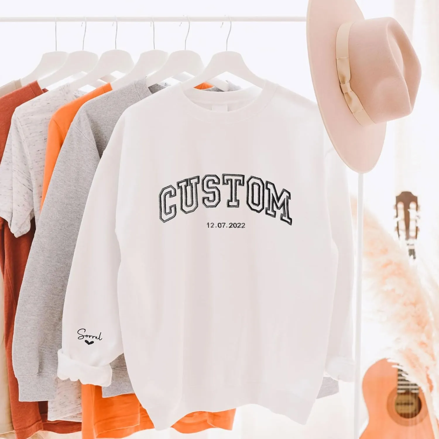Custom Embroidered Sweatshirt - Matching Couples Hoodies, Gifts for Women, Mother's Day, Father's Day, Chrismas