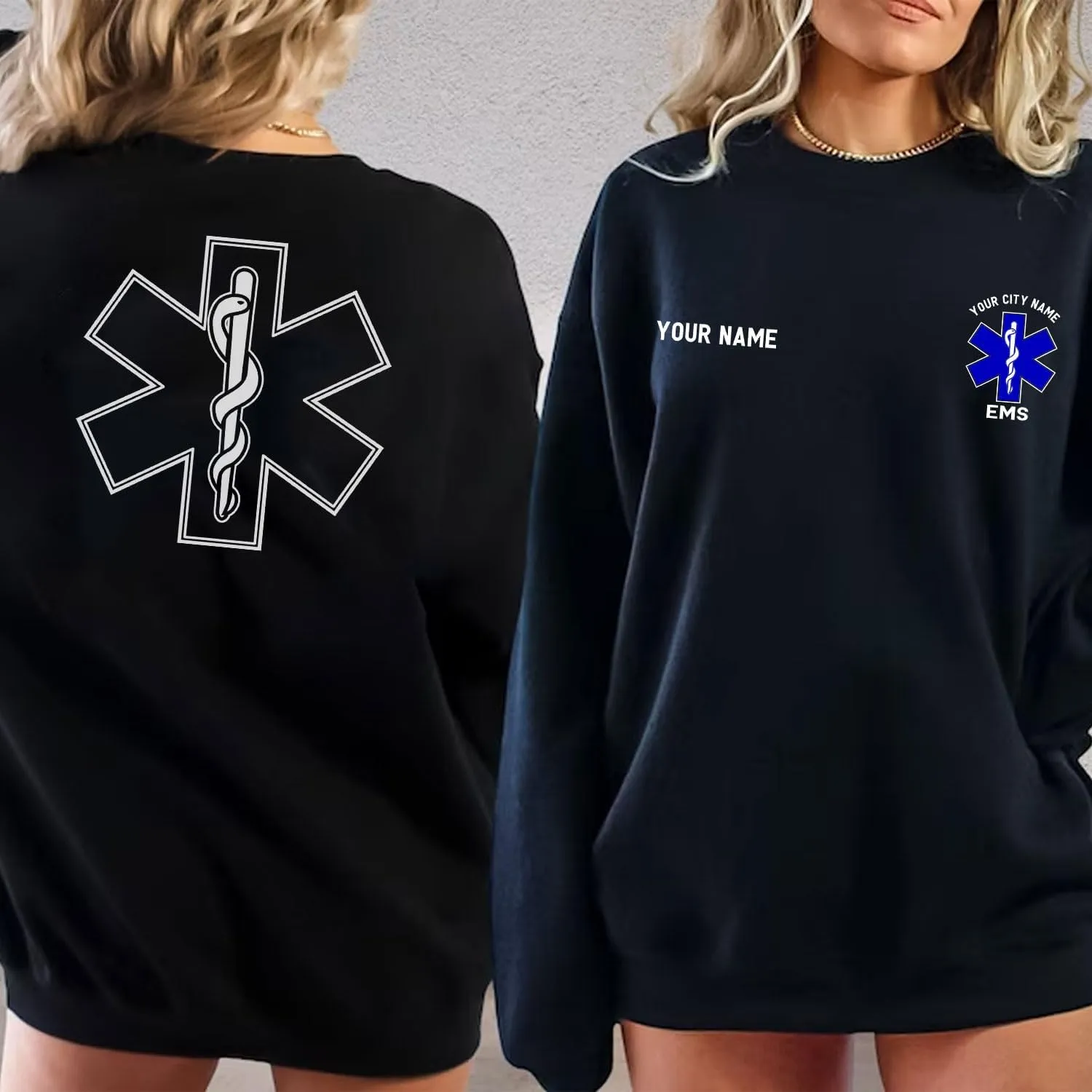 Custom EMT EMS Embroidered Sweatshirt Hoodie Personalized Paramedic Uniform Emergency Medical Technician Shirts Men Women