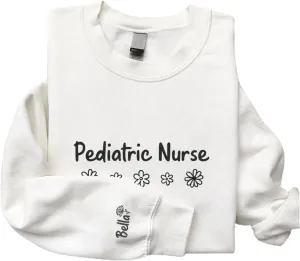 Custom Pediatric Nurse Embroidered Sweatshirt For Women, Personalized Registered Picu Nurse Crewneck Sweatshirt Hoodies