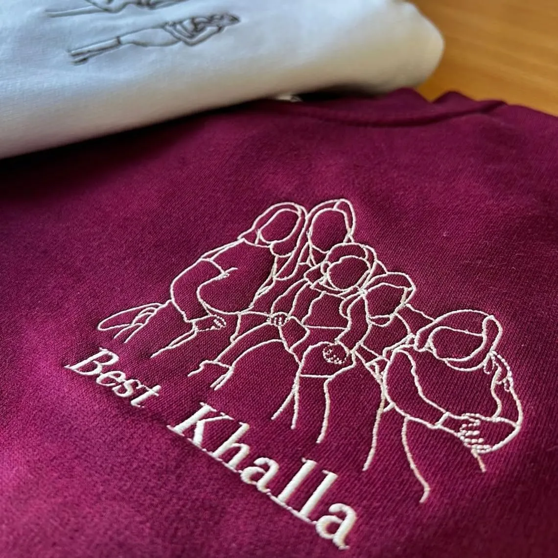 Custom Portrait From Photo Embroidery Sweatshirt, Outline Embroidered Hoodie, Couples Sweatshirt, Animal avatars