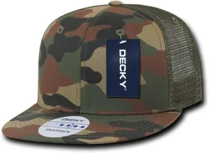 DECKY 6 Panel Flat Bill Trucker Cap