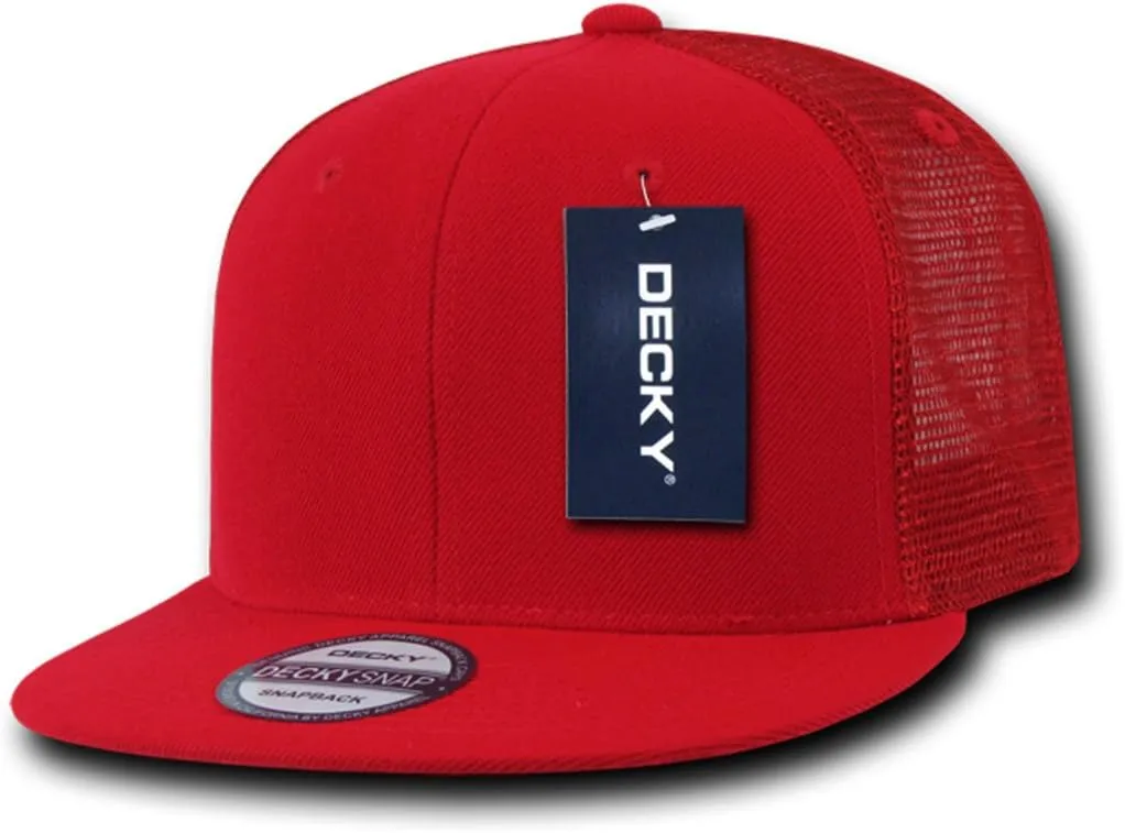 DECKY 6 Panel Flat Bill Trucker Cap