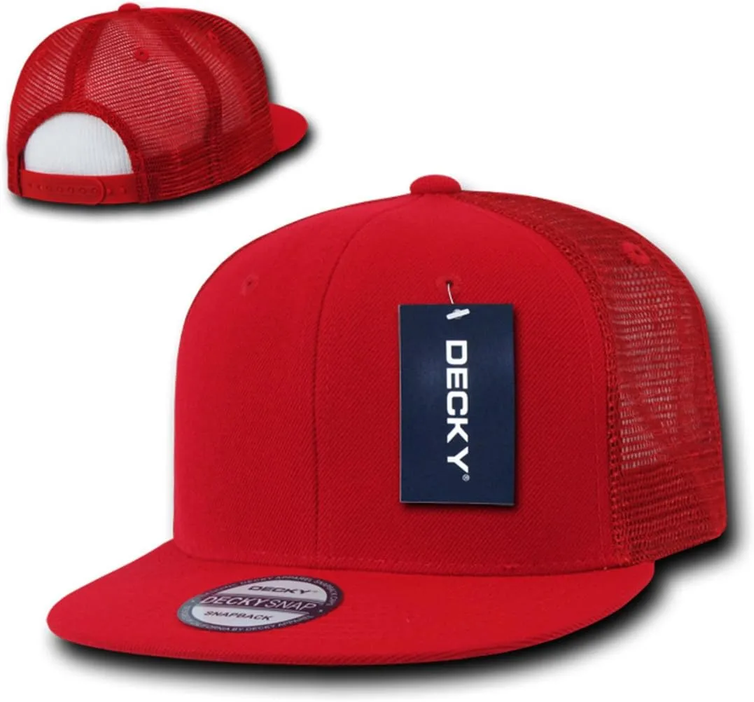 DECKY 6 Panel Flat Bill Trucker Cap