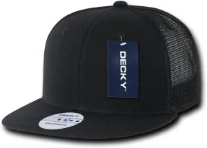 DECKY 6 Panel Flat Bill Trucker Cap