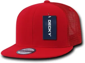 DECKY 6 Panel Flat Bill Trucker Cap