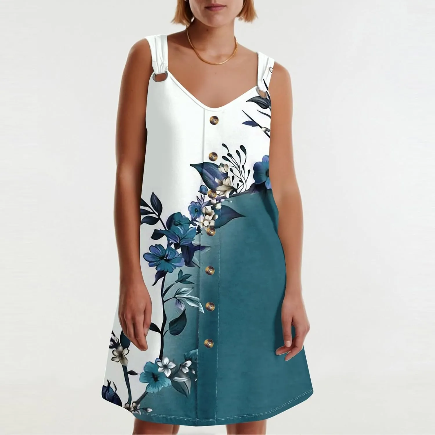 Dresses for Women 2025 Plus Size Mini Dresses Sexy Vacation Summer Clothes Sleeveless v Neck Sundress with Pockets