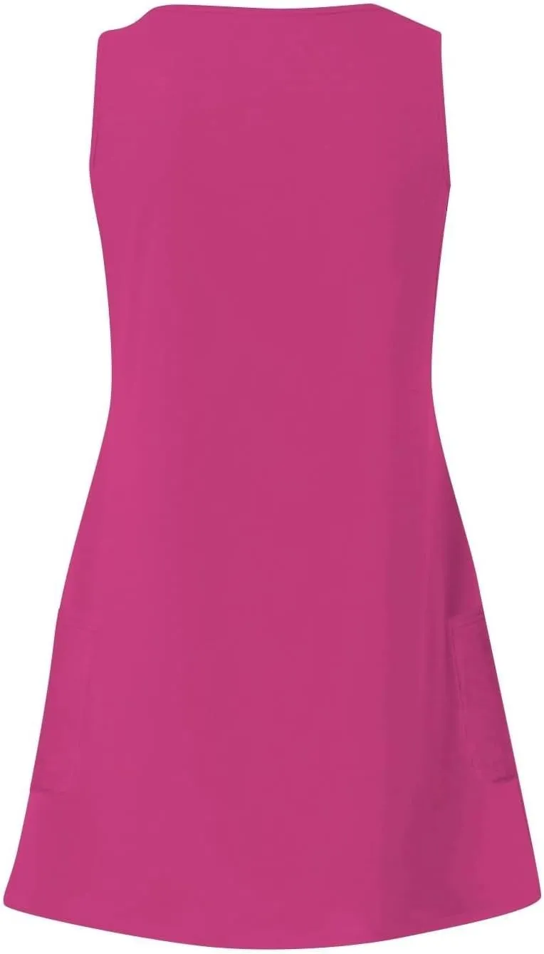 Dresses for Women Casual V-Neck Swing A Line Mini Dress Loose Fit Sleeveless Summer Boho Dresses with Pockets