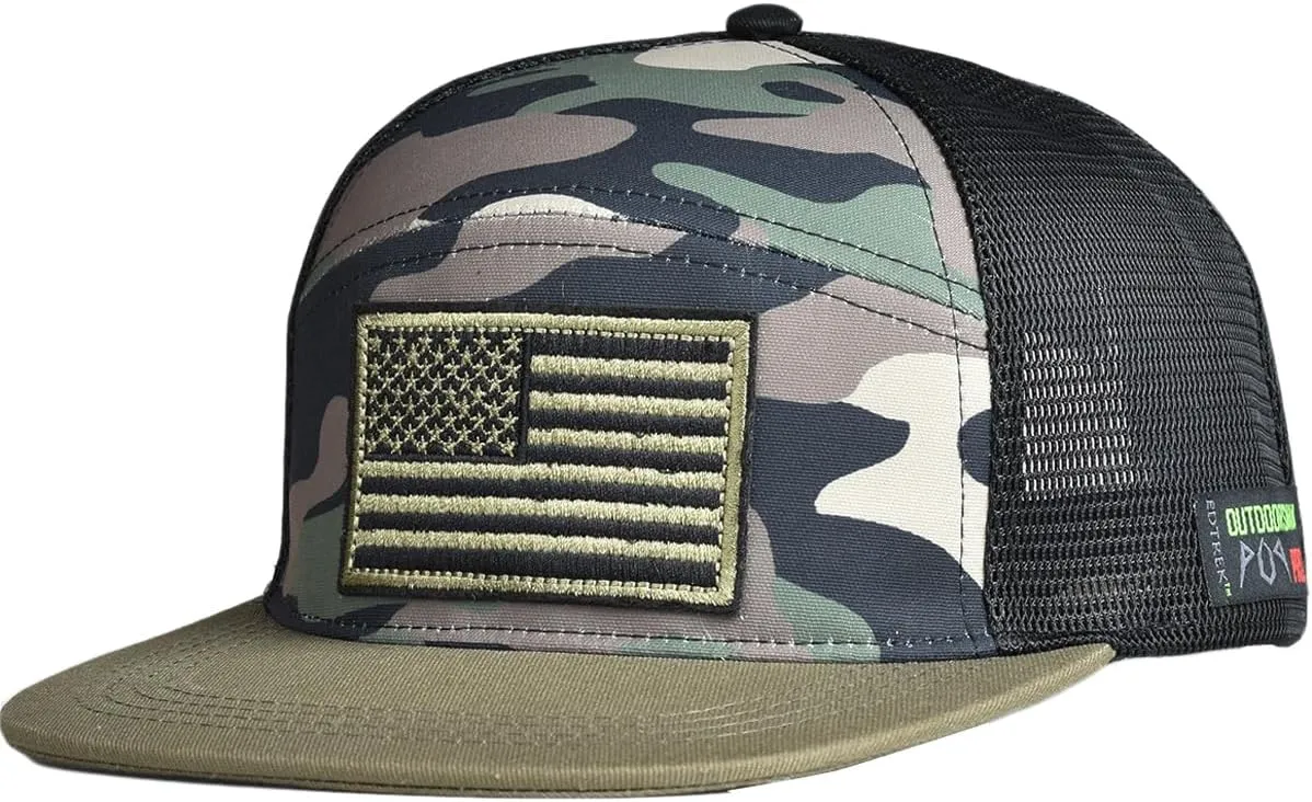 EDTREK Outdoorsman Pro 7-Panel Flat Brim Snapback Hat