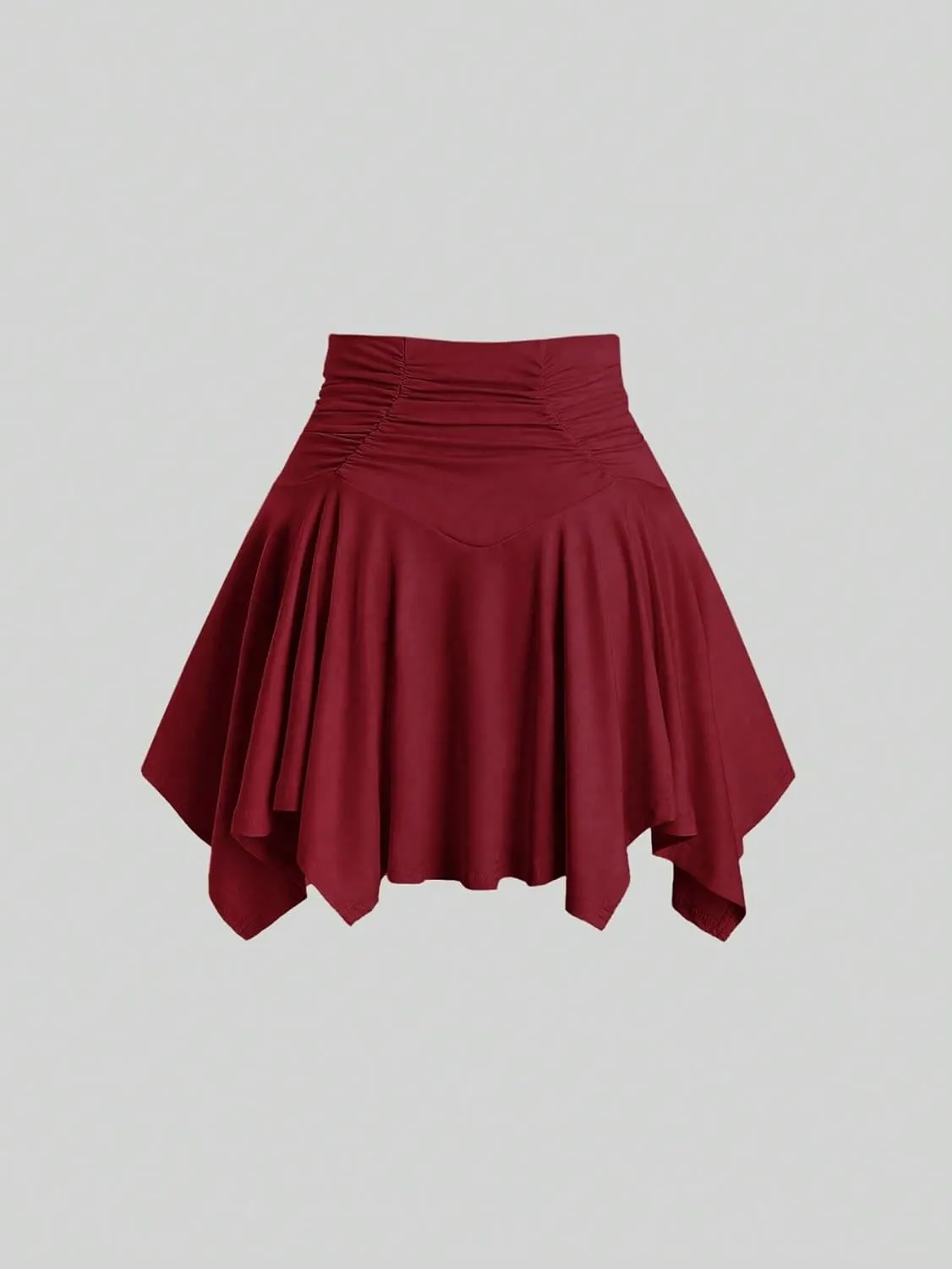 ELDINA Summer Short Mini Skirts For Women 2024 Solid Color Pleated Skirt With Drawstring