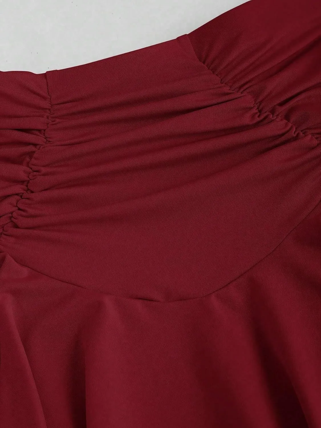 ELDINA Summer Short Mini Skirts For Women 2024 Solid Color Pleated Skirt With Drawstring