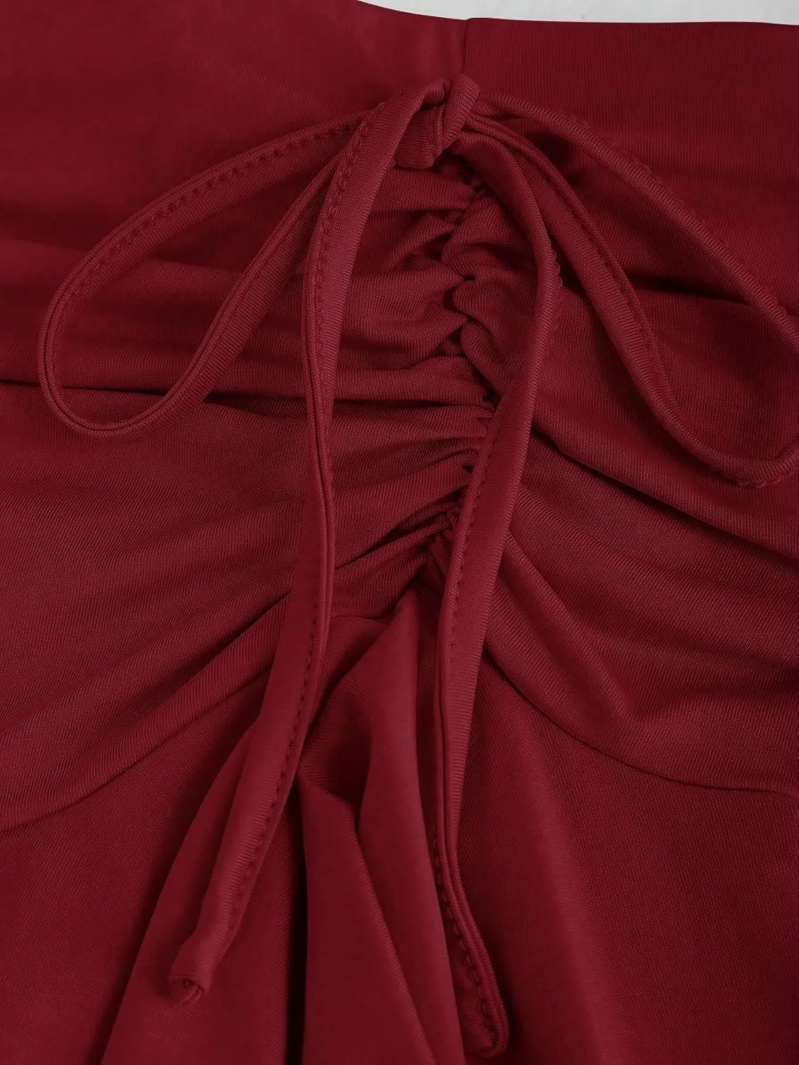 ELDINA Summer Short Mini Skirts For Women 2024 Solid Color Pleated Skirt With Drawstring