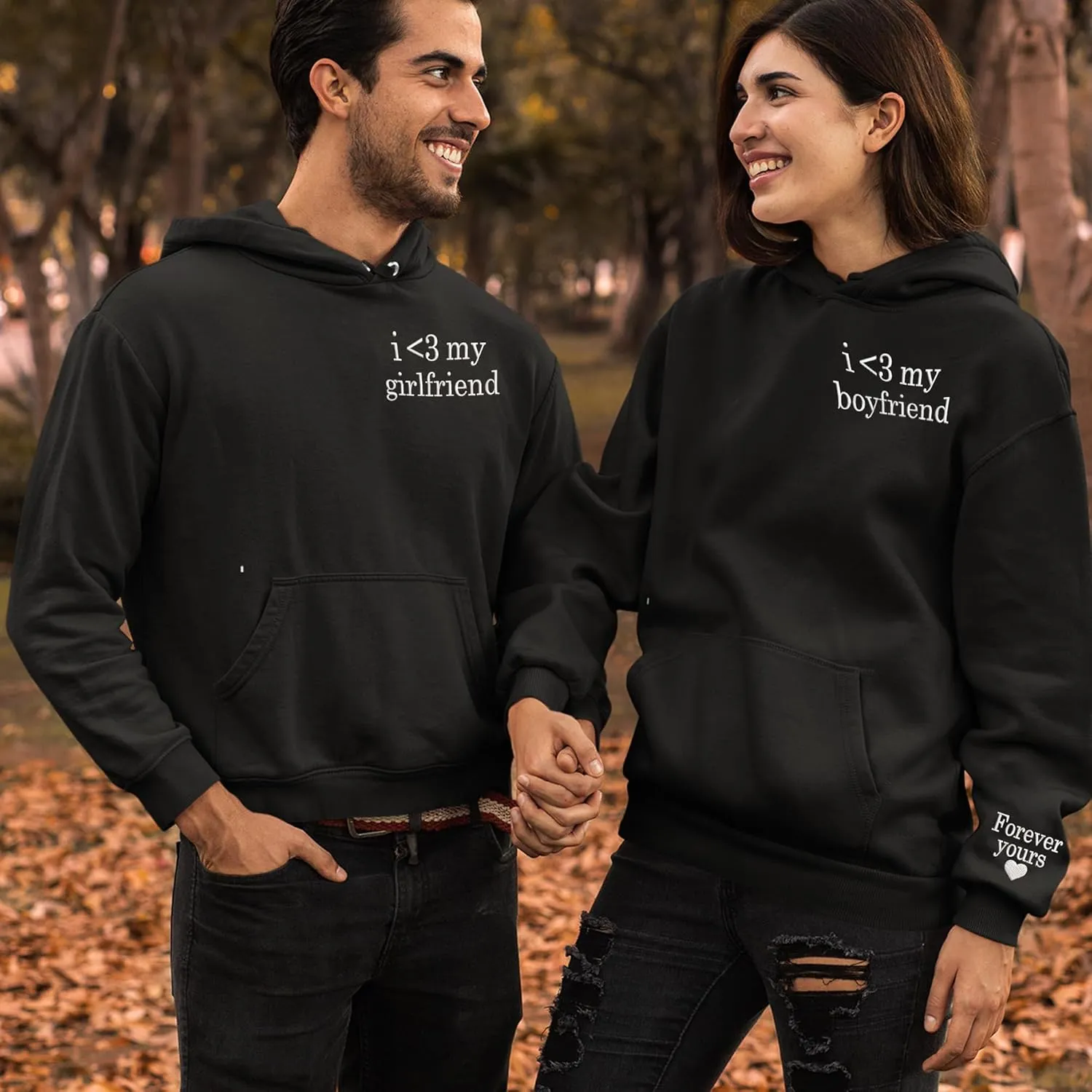 Embroidered Matching Couple Hoodies Boyfriend and Girlfriend I Love My Girlfriend Boyfriend Couple Valentine