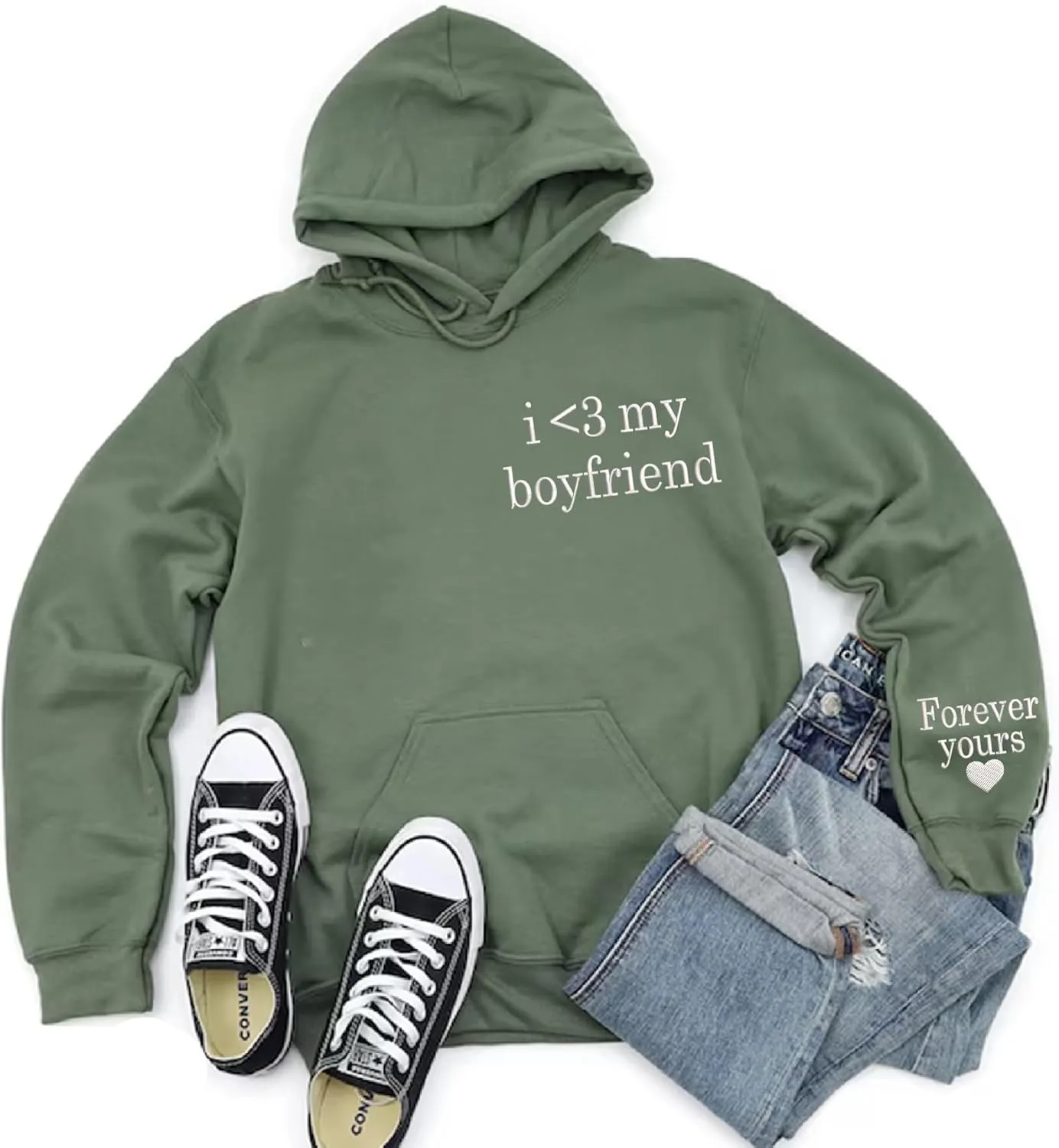 Embroidered Matching Couple Hoodies Boyfriend and Girlfriend I Love My Girlfriend Boyfriend Couple Valentine