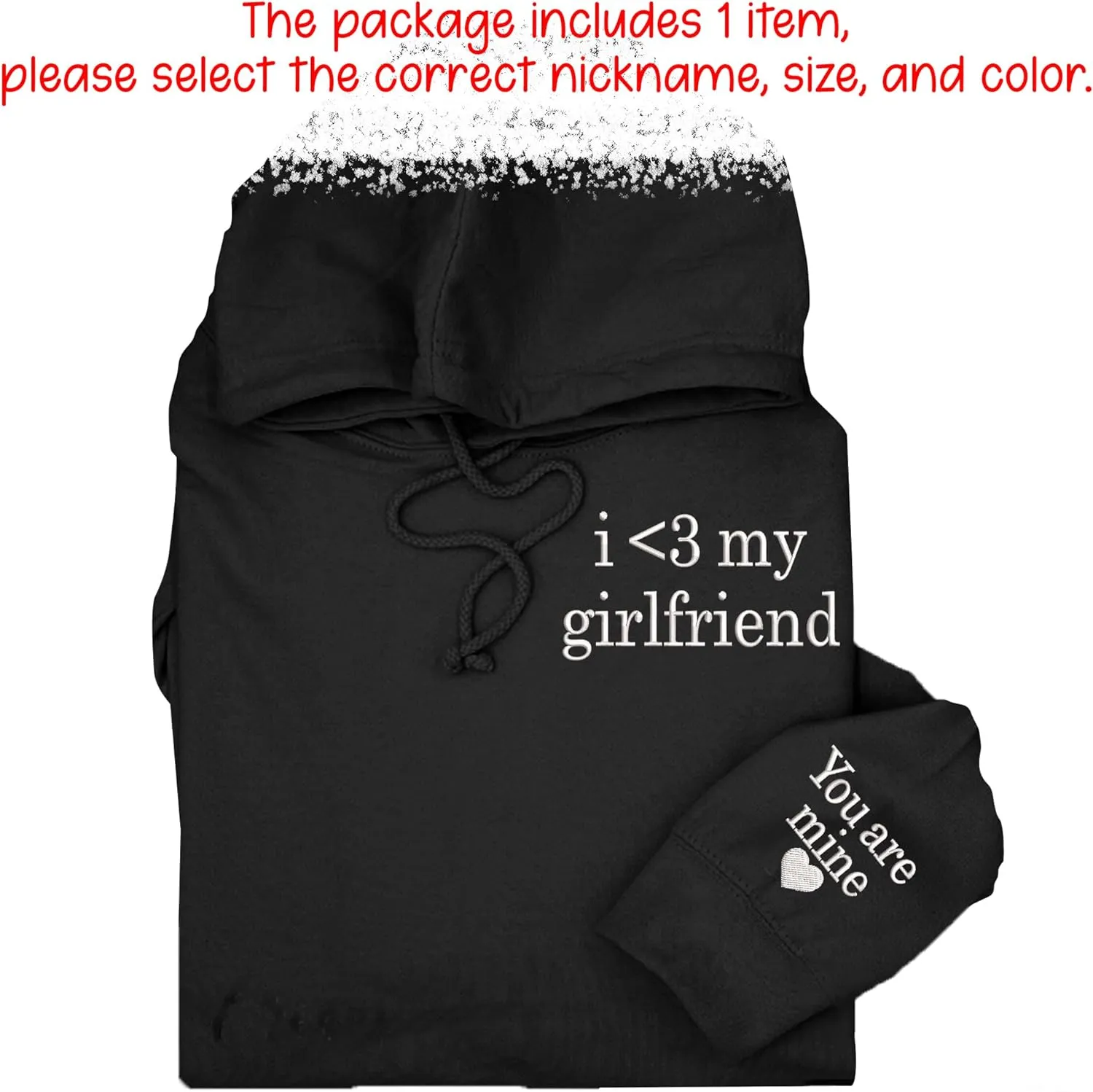 Embroidered Matching Couple Hoodies Boyfriend and Girlfriend I Love My Girlfriend Boyfriend Couple Valentine
