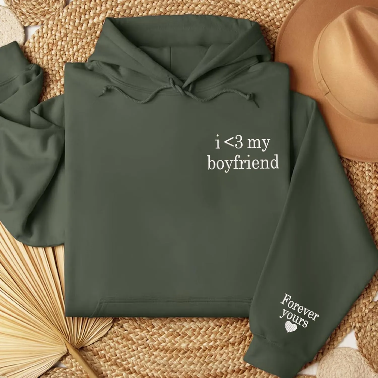 Embroidered Matching Couple Hoodies Boyfriend and Girlfriend I Love My Girlfriend Boyfriend Couple Valentine